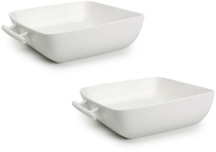 BonBistro Fuentes para horno Yong Squito - Blanco - 19 x 19 x 6 cm / 1.4 Litros - 2 piezas