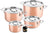 DUCQ Pannenset - Cacerola ø 18, 20, 20 cm & Sartén ø 16 cm + Tapa - Inducción - Cobre - 4 Piezas