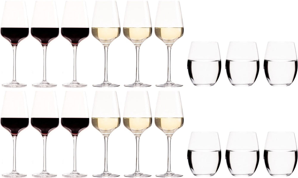 Set de copas de vino Chef & Sommelier Sublym (Copas de vino tinto & Copas de vino blanco & Copas de agua) - Set de 18 piezas - 6 copas de vino tinto, 6 copas de vino blanco y 6 copas de agua
