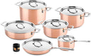 Set de ollas DUCQ de cobre 6 piezas - Olla ø 20, 20, 24 cm & cazo ø 16 cm & cacerola ø 28 cm & sartén ø 26 cm + tapas