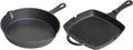 Blackwell Set de sartenes de hierro fundido 2 piezas Sartén ø 25 cm & Sartén parrilla 23 x 23 cm - apto para todas las fuentes de calor - sin recubrimiento antiadherente
