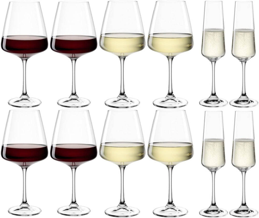 Set de copas de vino Leonardo (Copas de vino tinto + Copas de vino blanco + Copas de champán) - Paladino - Set de 12 piezas