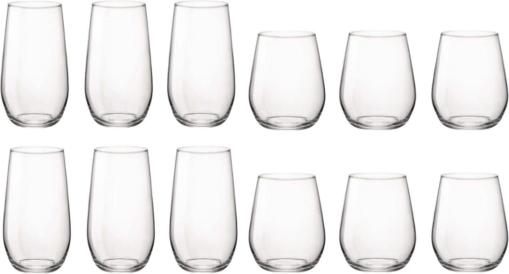Bormioli Rocco Set de vasos de agua Electra - (Vasos de agua y vasos Longdrink) - Set de 12 piezas