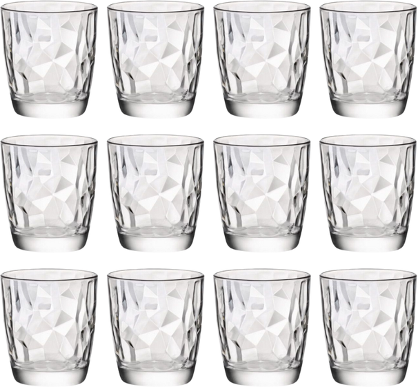 Bormioli Rocco Juego de vasos - Vasos de agua - Transparente - Diamond - 300 ml - 12 unidades