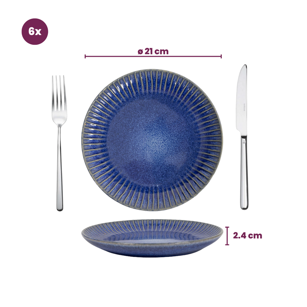 Juego de vajilla Cookinglife Aqua Maris 18 piezas / 6 personas - 6 platos de cena, 6 platos de desayuno y 6 cuencos