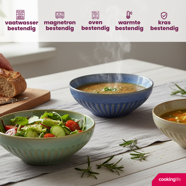 Cookinglife Tazones para sopa / tazones Aqua Maris ø 16.5 cm - 6 unidades