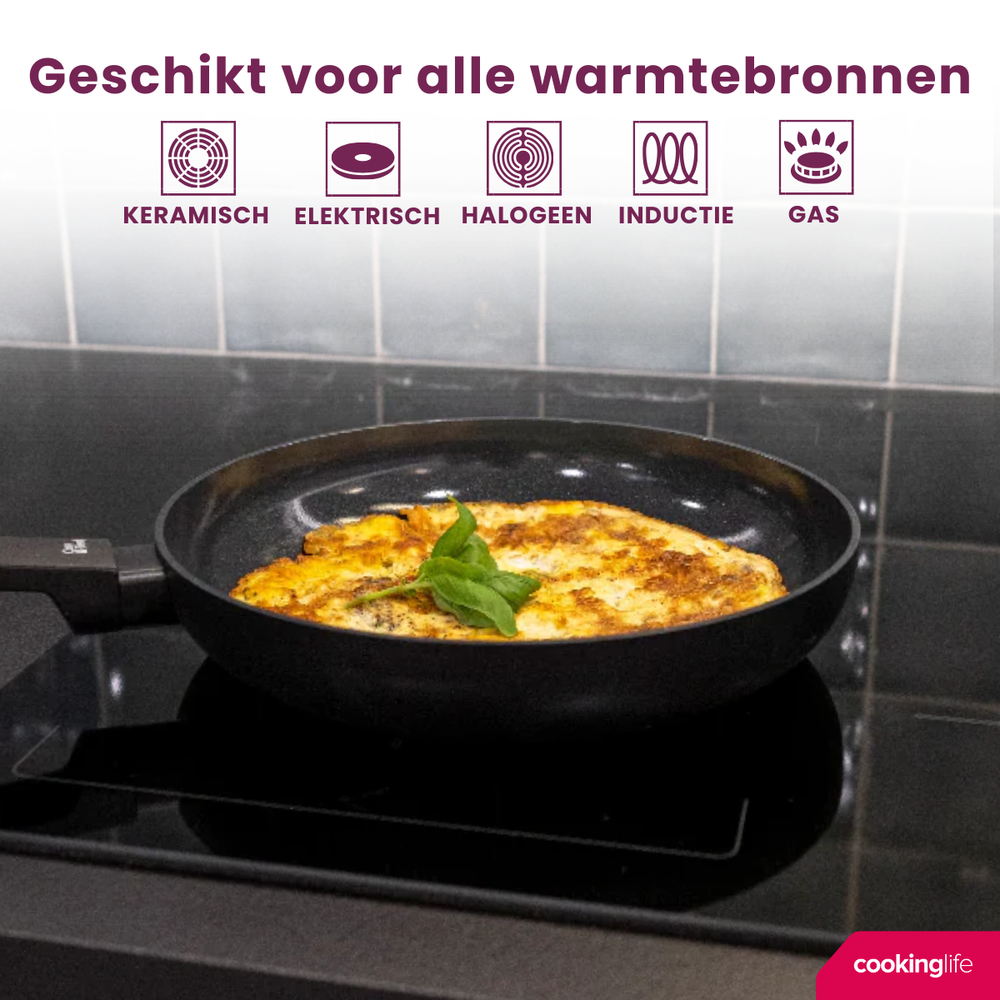 Set de sartenes Cookinglife Black Cera 2 piezas ø 24 y 28 cm - recubrimiento antiadherente cerámico