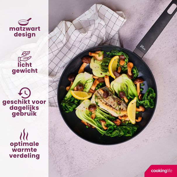 Cookinglife Sartén Black Cera - ø 28 cm - revestimiento antiadherente cerámico