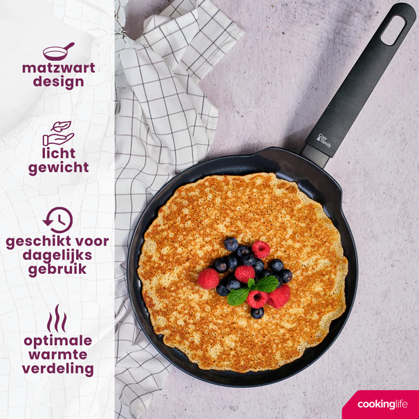 Cookinglife Sartén para panqueques Black Cera Negro ø 24 cm - revestimiento antiadherente cerámico