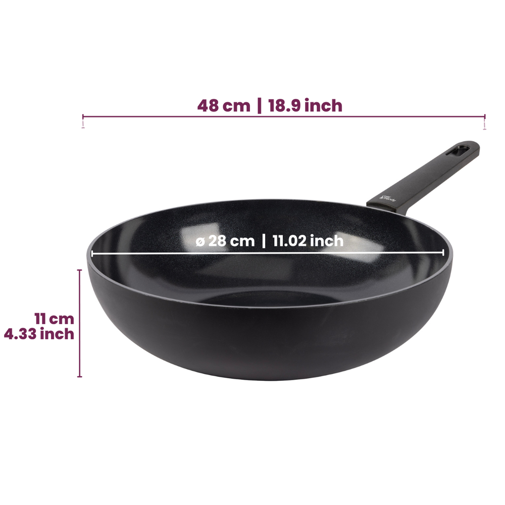 Sartén Wok Cookinglife Black Cera ø 28 cm - recubrimiento antiadherente cerámico