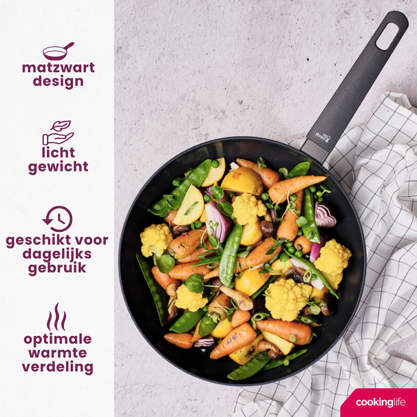 Sartén Wok Cookinglife Black Cera ø 28 cm - recubrimiento antiadherente cerámico