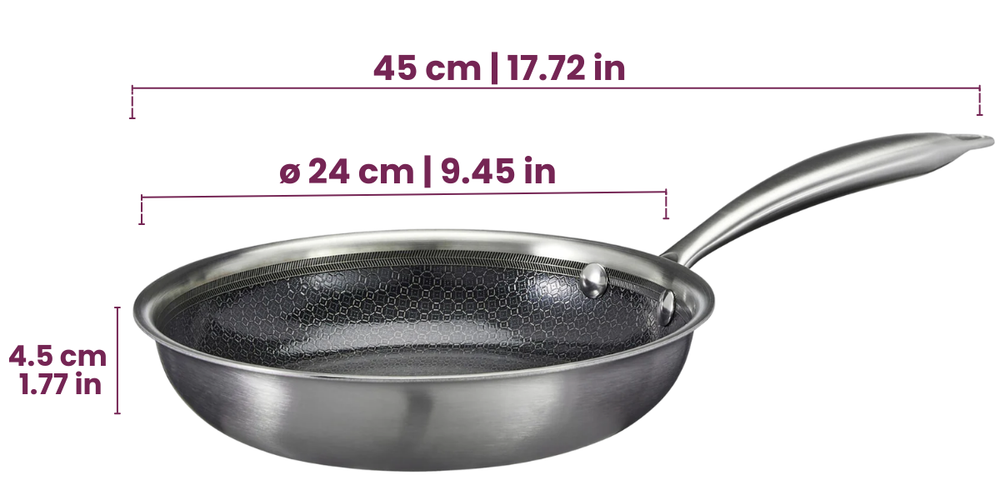 Set de sartenes Cookinglife HexaCook - Sartén híbrida 2 piezas ø 24 y 28 cm - ANTIADHERENTE - apta para todas las fuentes de calor - recubrimiento antiadherente cerámico
