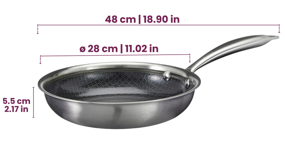 Sartén Cookinglife HexaCook - Sartén híbrida ø 28 cm - ANTIADHERENTE - apta para todas las fuentes de calor - recubrimiento antiadherente cerámico