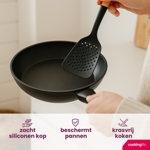 Set de utensilios de cocina Cookinglife - set de cocina - madera negra 4 piezas - espumadera, cucharón para sopa, espátula y cucharón para servir