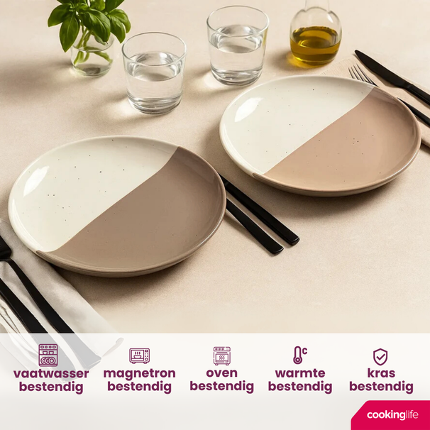 Cookinglife Platos para desayuno / postre Barro ø 18.5 cm - 6 unidades
