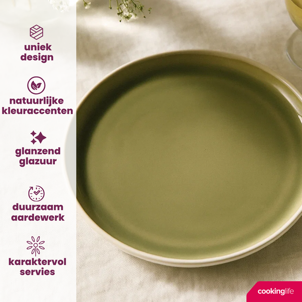 Platos de desayuno / postre Cookinglife Verde Musgo ø 21 cm - 6 unidades