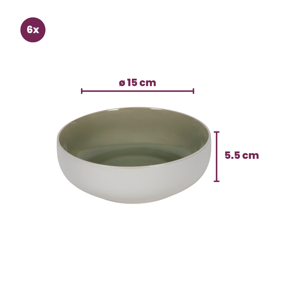 Juego de vajilla Cookinglife Verde Musgo 18 piezas / 6 personas - 6 platos de cena, 6 platos de desayuno y 6 cuencos