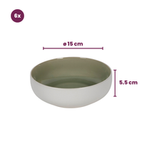 Juego de vajilla Cookinglife Verde Musgo 18 piezas / 6 personas - 6 platos de cena, 6 platos de desayuno y 6 cuencos