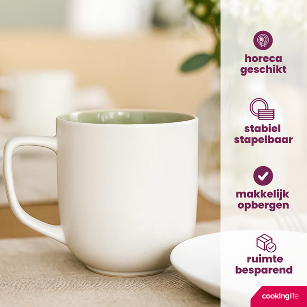 Tazas Cookinglife Verde Musgo 390 ml - 6 unidades