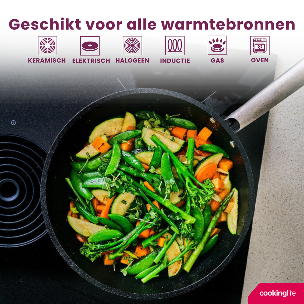 Cookinglife Wok ProForge ø 28 cm - apta para todas las fuentes de calor - revestimiento antiadherente cerámico