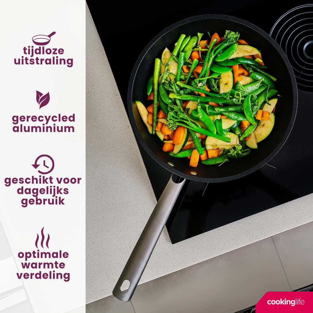 Cookinglife Wok ProForge ø 28 cm - apta para todas las fuentes de calor - revestimiento antiadherente cerámico