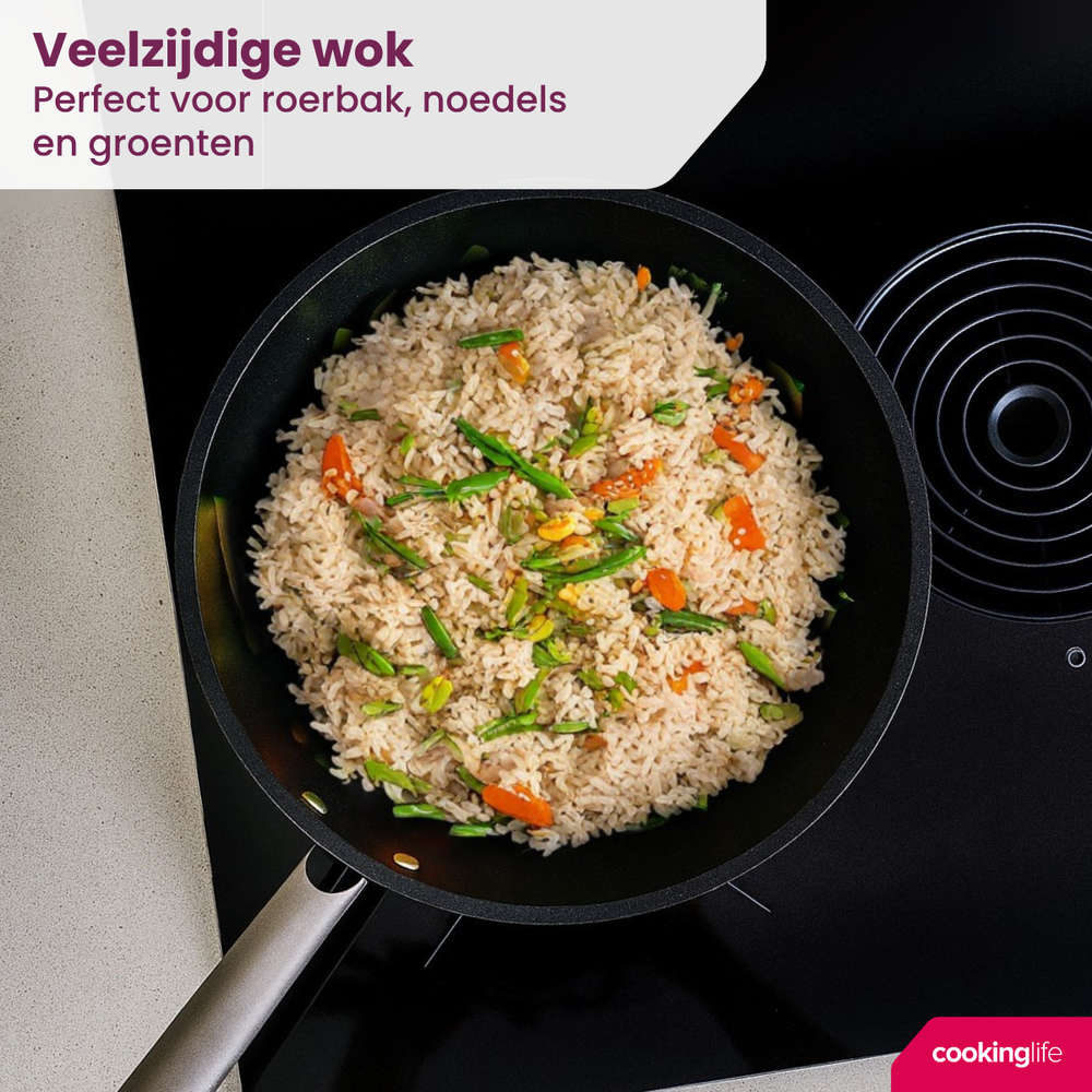 Cookinglife Wok ProForge ø 28 cm - apta para todas las fuentes de calor - revestimiento antiadherente cerámico