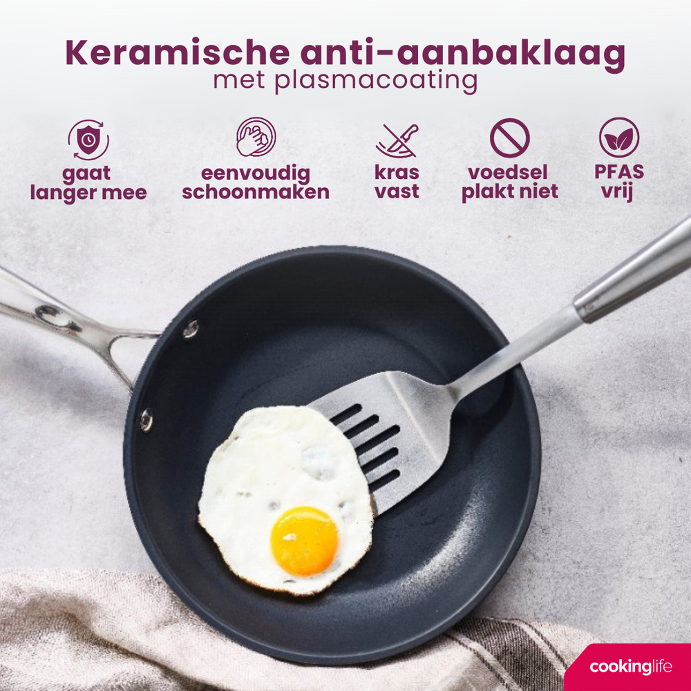 Sartén Cookinglife Revolt ø 28 cm - apta para todas las fuentes de calor - recubrimiento antiadherente cerámico
