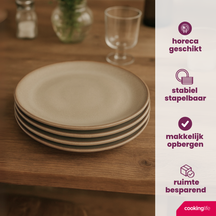 Juego de vajilla Cookinglife Sabi Beige 18 piezas / 6 personas - 6 platos de cena, 6 platos de desayuno y 6 cuencos