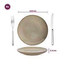 Juego de vajilla Cookinglife Sabi Beige 18 piezas / 6 personas - 6 platos de cena, 6 platos de desayuno y 6 cuencos