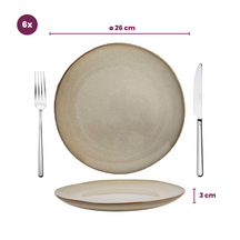 Juego de vajilla Cookinglife Sabi Beige 18 piezas / 6 personas - 6 platos de cena, 6 platos de desayuno y 6 cuencos