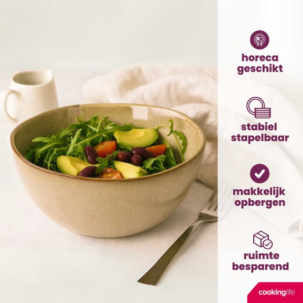 Cookinglife Tazones para sopa / tazones Sabi Beige ø 15 cm - 6 unidades