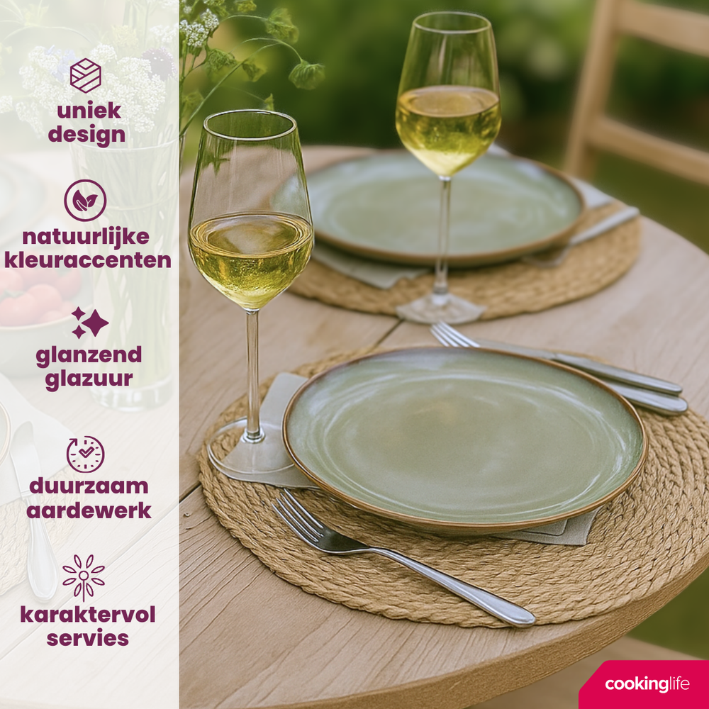 Platos de cena Cookinglife Sabi Verde ø 26 cm - 6 unidades