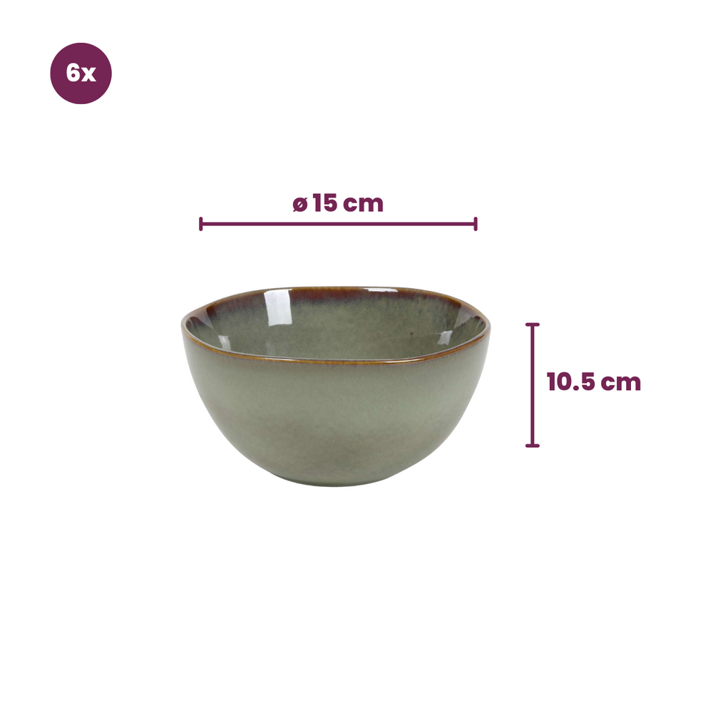 Cookinglife Tazones para sopa / tazones Sabi Verde ø 15 cm - 6 unidades
