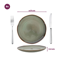 Juego de vajilla Cookinglife Sabi Verde 18 piezas / 6 personas - 6 platos de cena, 6 platos de desayuno y 6 cuencos