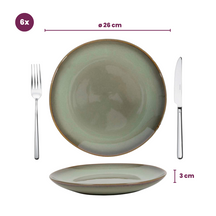 Juego de vajilla Cookinglife Sabi Verde 18 piezas / 6 personas - 6 platos de cena, 6 platos de desayuno y 6 cuencos