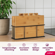 Set de tablas de cortar Cookinglife Bambú con soporte 5 piezas