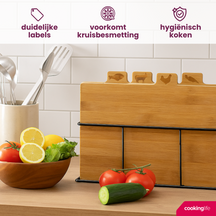 Set de tablas de cortar Cookinglife Bambú con soporte 5 piezas