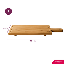 Cookinglife Tabla para servir / tabla de tapas con patas - L - Bambú - 58 x 19 cm