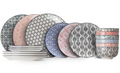 Juego de vajilla Cosy & Trendy Delirio 18 piezas / 6 personas - 6 platos de cena, 6 platos de desayuno y 6 cuencos