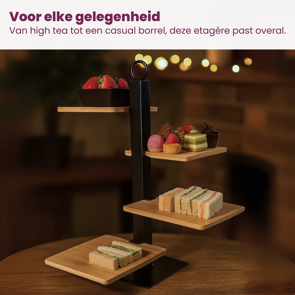 Etagere Cookinglife de 4 niveles / Torre para servir + platito - Metal negro