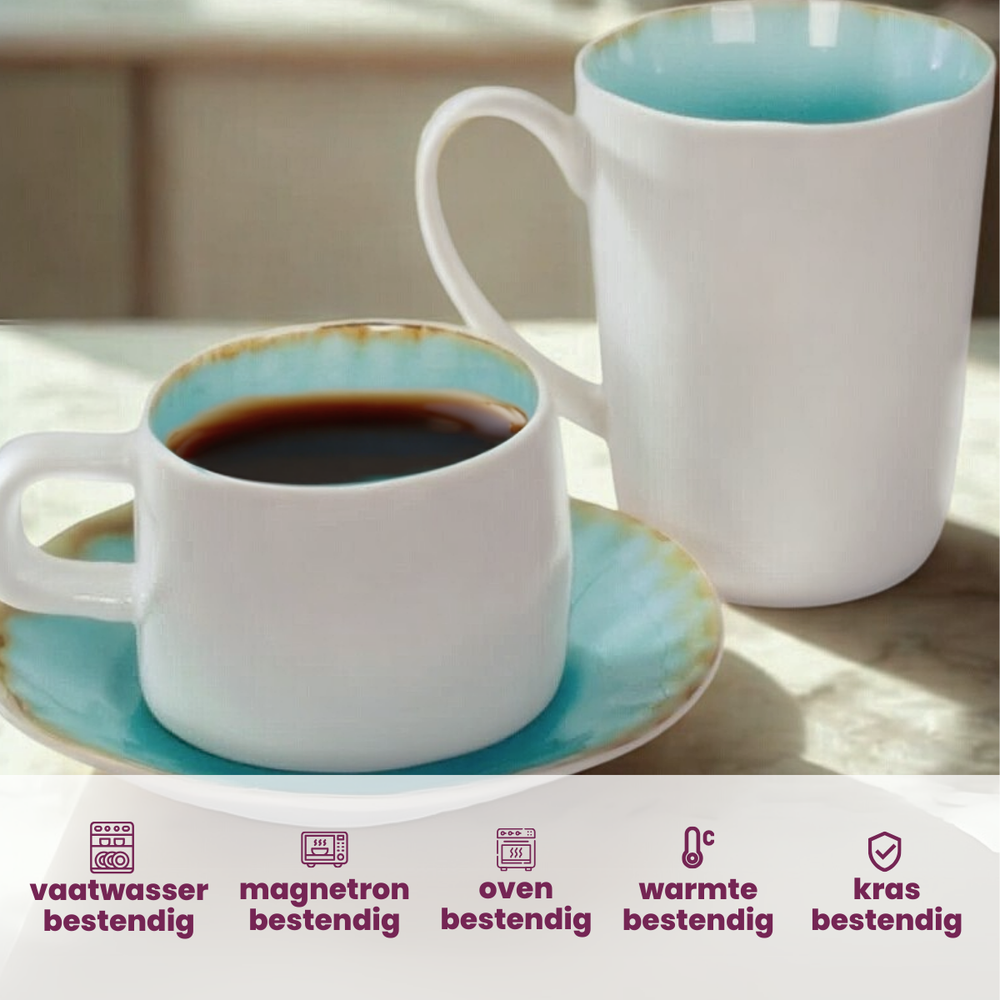 Cosy & Trendy Tazas de café Laguna Azzurro 230 ml - 4 piezas