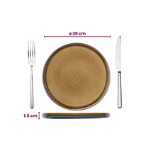 Cosy & Trendy Juego de vajilla Quintana Amber 18 piezas / 6 personas - 6 platos llanos, 6 platos hondos y 6 platos para desayuno