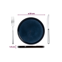 Juego de vajilla Cosy & Trendy Quintana Azul 18 piezas / 6 personas - 6 platos de cena, 6 platos hondos y 6 platos de desayuno