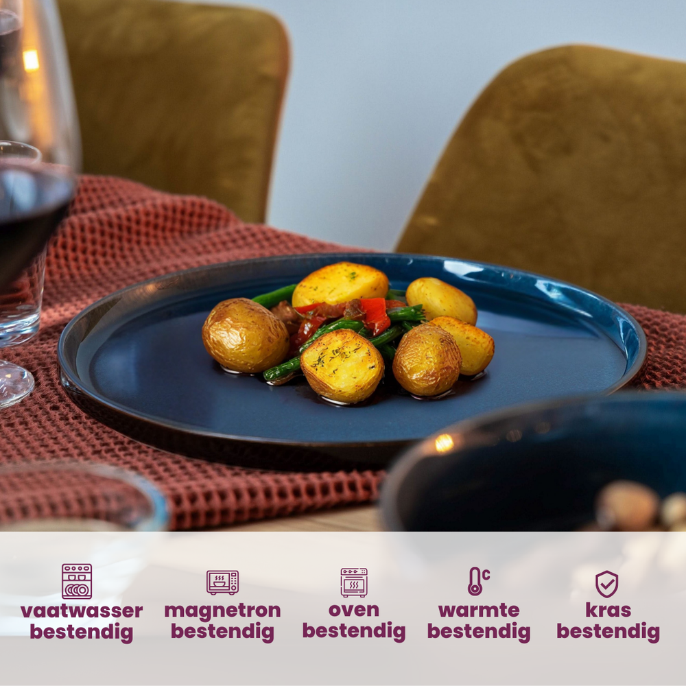 Cosy & Trendy Platos para cenar Quintana Blue ø 28 cm - 4 unidades
