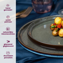 Cosy & Trendy Platos para cenar Quintana Green ø 28 cm - 4 unidades
