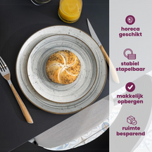 Juego de vajilla Cosy & Trendy Sintra Dusty Blue 16 piezas / 4 personas - 4 platos de cena, 4 platos de desayuno, 4 platos hondos y 4 cuencos