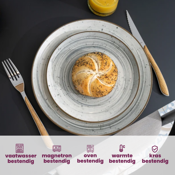 Cosy & Trendy Platos para desayuno / Platos para postre - Sintra Azul Polvoriento ø 20 cm - 4 piezas