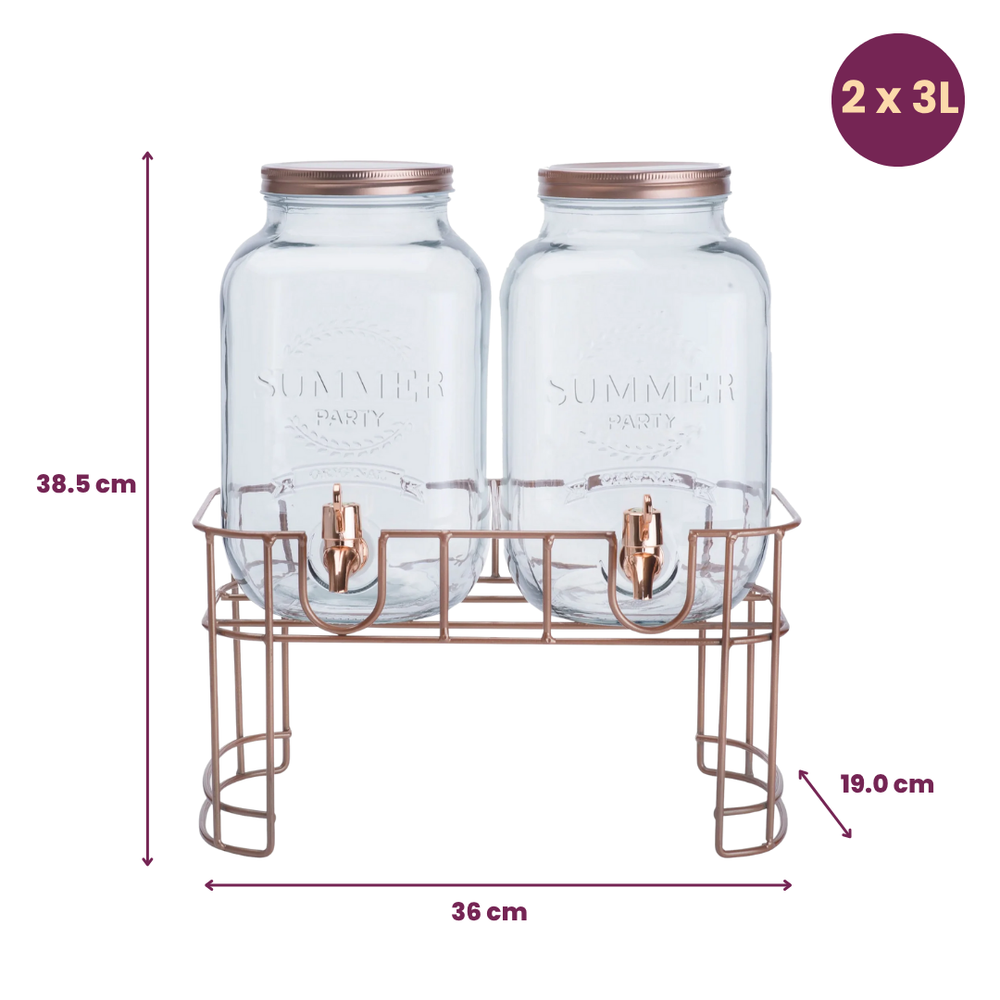 Dispensador de bebidas con soporte Cosy & Trendy - Cobre - 2 x 3 litros