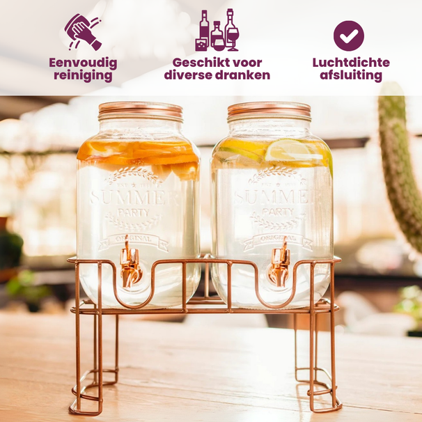 Dispensador de bebidas con soporte Cosy & Trendy - Cobre - 2 x 3 litros