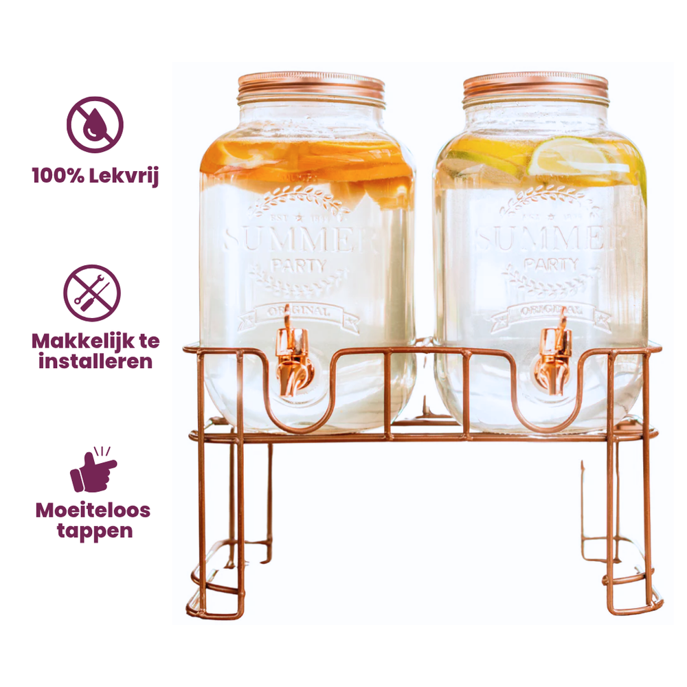 Dispensador de bebidas con soporte Cosy & Trendy - Cobre - 2 x 3 litros